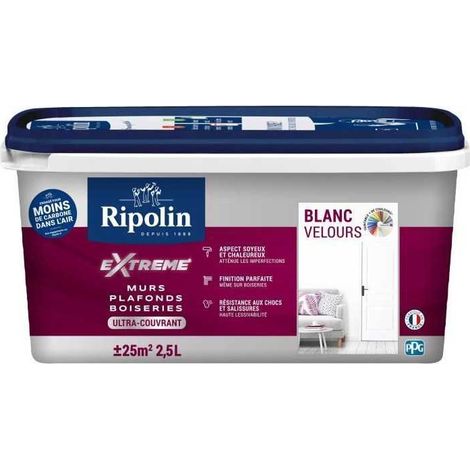 Peinture Extreme murs et plafonds - Blanc velours - RIPOLIN - 2,5 L (1/3)
