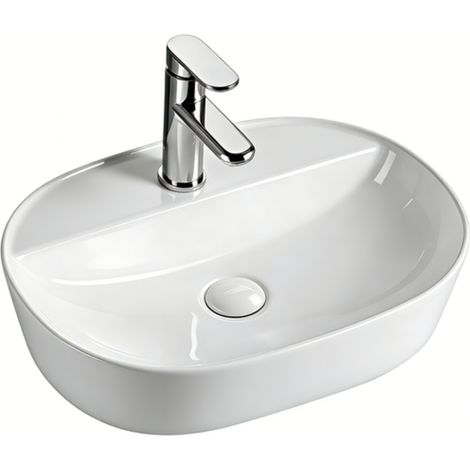 Vasque à poser ovale -50 x 38 cm -Blanc brillant -NOXA (1/4)