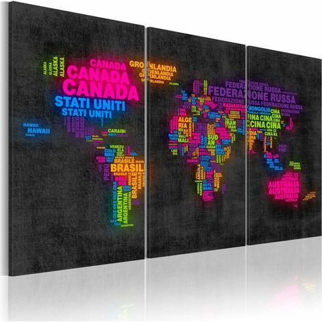 Tableau carte du monde italienne - 120 x 80 cm (1/4)