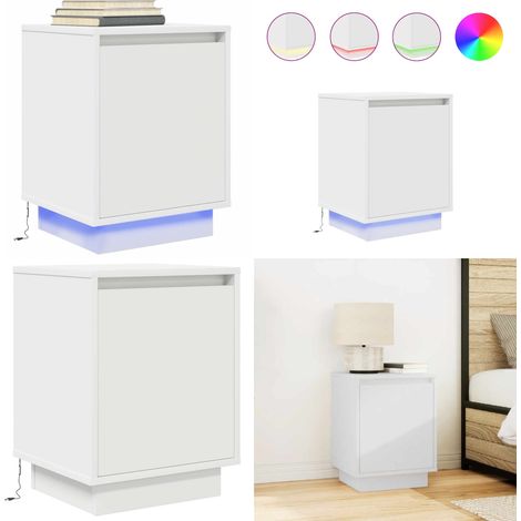 VidaXL Table de chevet avec lumières LED blanc 38x34x50 cm (1/5)