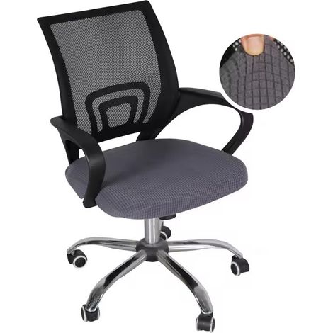coprisedia da ufficio con elastico, in spandex elastico, copricuscino rimovibile per sedia da computer, coprisedia/tavolo da ristorante/sala giochi (grigio scuro)