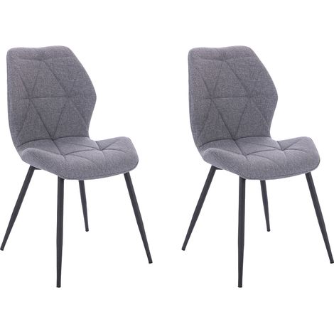 Svita – Lot de 2 chaises de salle à manger rembourrées – Revêtement en tissu gris clair – Dossier arrondi pour confort – Dimensions 48x47x84 cm (1/5)
