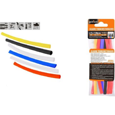 Kaela - Set 10pz Guaine Termorestringenti Termoretrattili Colorate 5 X 120 Mm Cavi 57093 - (1/2)