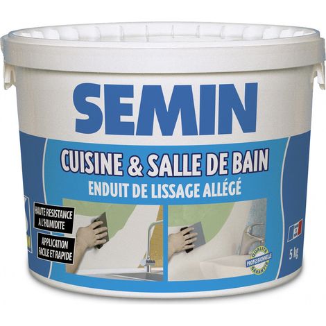 Semin – Enduit de lissage hydro 5 kg – Haute résistance à l'humidité – Application facile et rapide – Pour murs cuisine et salle de bain