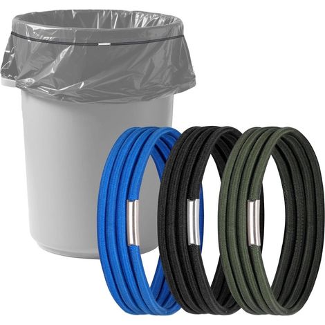 3 sangles de fixation pour sacs poubelles. Sangle élastique multifonctionnelle, longueur naturelle d'environ 140 cm, ext (1/4)