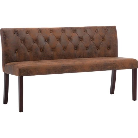Banc 148,5 cm Marron Similicuir daim (1/5)