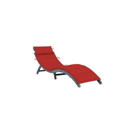 Chaise longue avec coussin Gris Bois d'acacia solide (1/5)