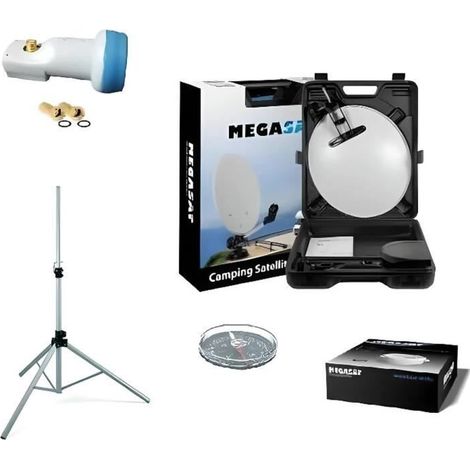 KIT CAMPING CAR Parabole 35 CM + Trepied + LNB OPTEX + Câble 10M + Boussole HD ME