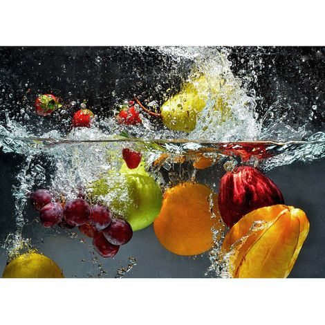 Tableau cuisine fruits frais | Tableau multicolore moderne pour déco salon | Tableau sur toile original pour couloir - 0,7 x 0,5 m (1/2)