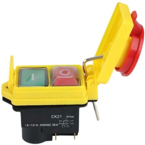 BUNTHAUS PA Interrupteur Arrêt Démarrage 250V 16A IP54 Étanche avec Bouton Urgence (1/4)