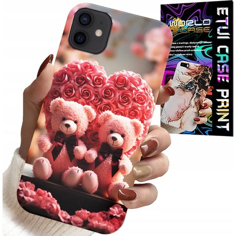 Hülle für iPhone 12 mini – Familie von Rosenteddybären, Herz + Glas (1/5)