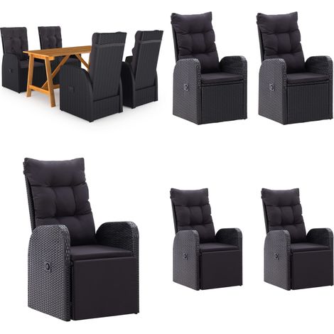 Ensemble à manger de jardin 5 pcs Noir - Table De Jardin - Salon De Jardin - Mobilier De Jardin - Set De Jardin - Acacia - Home & Living (1/5)