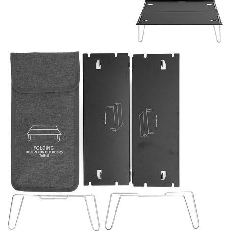Table de camping pliante, portable, en alliage d'aluminium, ultra-légère, mini table pliante multifonctionnelle, noire