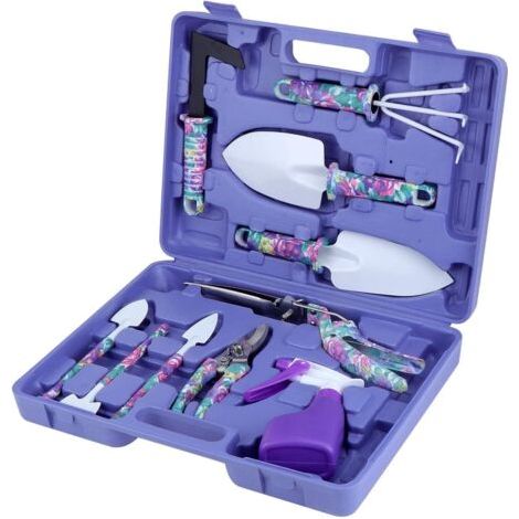 Ensemble Outils de Jardin, Cadeau fête des mères Maman en Aluminium 10 pièces avec Sac, Pelle de Jardin pour Hommes Femmes (Mauve) (1/5)