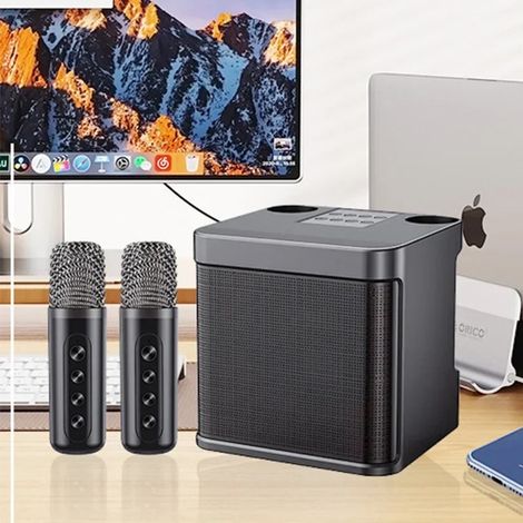 Enceinte Bluetooth (noire), machine de karaoké tout-en-un pour l'extérieur, caisson de basses stéréo 10 W (1/5)