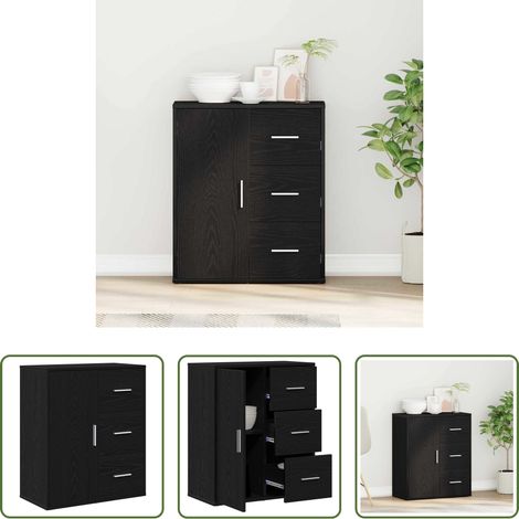 Holzwerkstoff - Sideboard Schwarz Eichen-Optik 60 x 31 x 70 cm Holzwerkstoff (1/5)