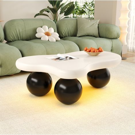 tavolo soggiorno 95 cm LED nuvola MDF nero e bianco OKMYHOME (1/5)