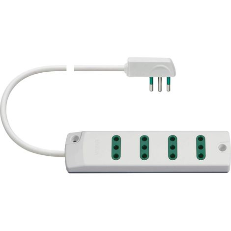 VIMAR FP00401.C.B 400 Presa Multipla 4 Prese 10a Spina 10a Salvaspazio Con Cavo 1,5 metri, colore Bianco