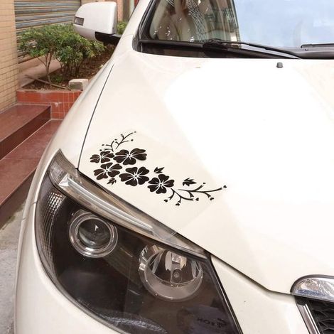 Adesivi per auto con fiori neri - adesivi per auto - adesivi per moto - adesivi decorativi per auto - autoadesivi - resistenti all'acqua - 1 pezzo - 30x14 - materiale di alta qualità - adesivi floreal (1/4)