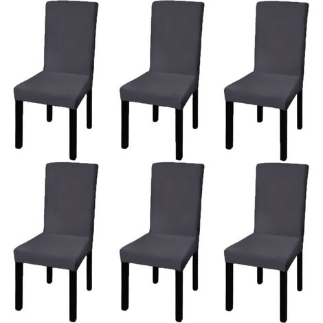 Funda de silla elástica recta 6 piezas antracita DEC022371