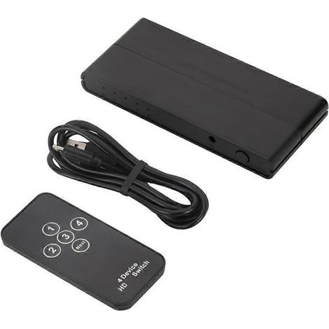 Commutateur vidéo compatible HDMI 4 entrées/1 sortie, 4K 30 Hz, commutation automatique et télécommande (1/5)