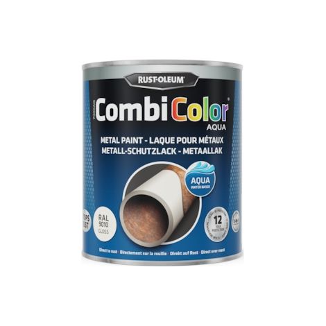 Peinture anti-rouille CombiColor Aqua - blanc RAL 9010 - 750 mL - RUST-OLEUM (1/2)