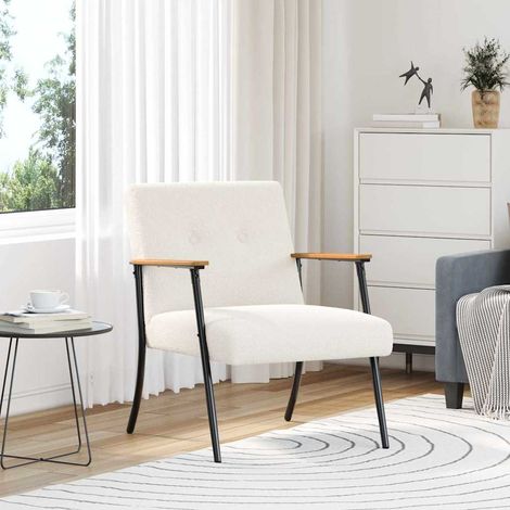 Sessel Creme Lockiger wollähnlicher Stoff