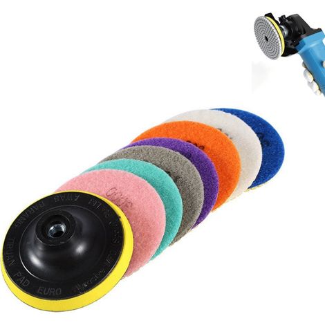 SJLERST Disque de Polissage Diamant, 8 Pcs 4 pouces (100mm,Tampons de Polissage Béton, Granit Marbre Polissage avec Pads, pour Machine à polir (1/5)