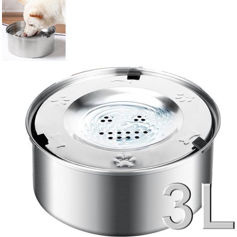 RVS anti-knoei waterbak - Langzaam drinkschaal voor huisdieren - Drinkaccessoire voor hond en kat - 3L grote drinkbak - Drijvend plateau anti-spat,anti-slip onderkant - RVS - 22,3×22,3×9,8 cm - Geschi (1/5)