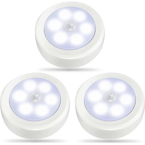 Lot de 3 lampes LED à détecteur de mouvement pour intérieur, lampe de placard, veilleuse à piles, lampe de meuble à piles (1/5)