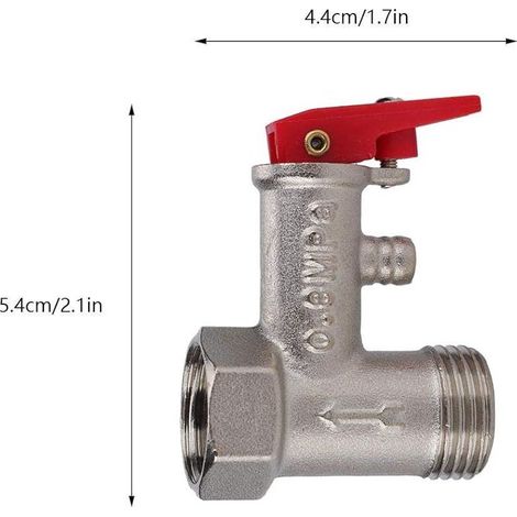 Soupape de Sécurité Chauffe Eau 1/2, 0.8MPa Soupapes de Décharge de Pression en Laiton pour Chauffe Eau Electrique (1/4)