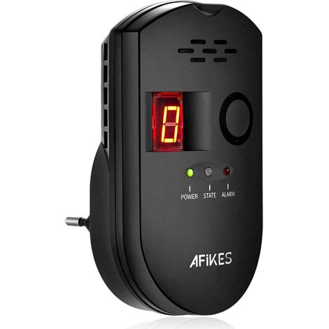 Détecteurs de gaz, Alarme GPL/gaz Naturel/gaz de Ville, avec Alarme sonore et Affichage numérique LED, Moniteur de méthane et de Propane Butane (Noir) (1/5)
