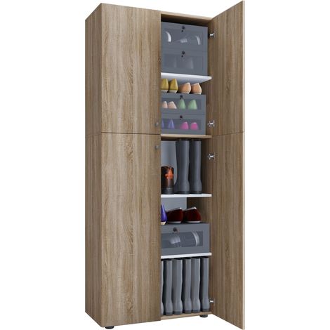 XL Madera Mueble de zapato grande Lona 5 70x184x40 - VCM