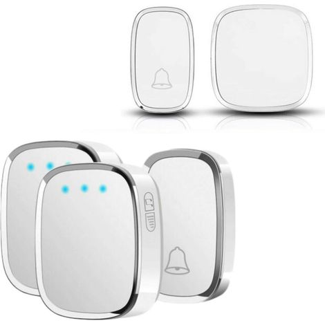 Sonnette bruyante sans fil, 4 niveaux de volume (mode silencieux), portée de 300 mètres, 36 sonneries et indicateurs, étanchéité IP44, alimentation par batterie sans fil, équipée de deux récepteurs (1/5)