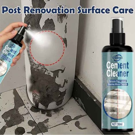 Cement cleaner, tile cement remover, cement nemesis, post-construction cleaning, stain remover, cement solvent, cement wiper. (1/5)