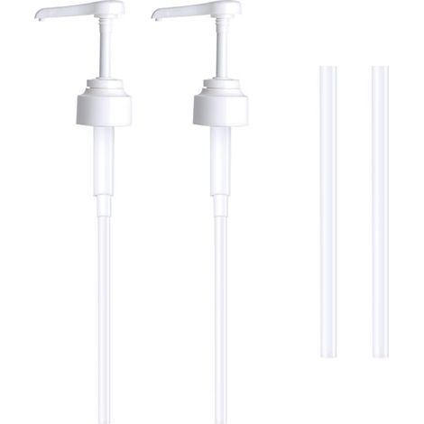 2 - Pompe doseuse - Bidon plastique - Recharge liquide 5 litres - Pour assaisonnement et salle de bain - Blanc - 38 cm