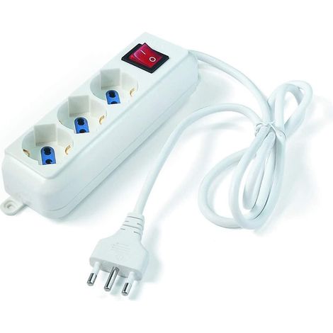 Multipresa Elettrocanali bianca spina 16 a + 3 prese schuko bipasso 10 / 16 a cavo 1,5 mt