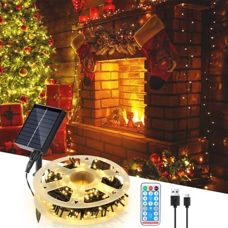 SWANEW Guirlanda Solare LED Ghirlanda Luminosa Tenda LED Party Giardino Interno Esterno Decorazione Illuminazione Natalizia 30M 300LEDs Bianco Caldo (1/5)