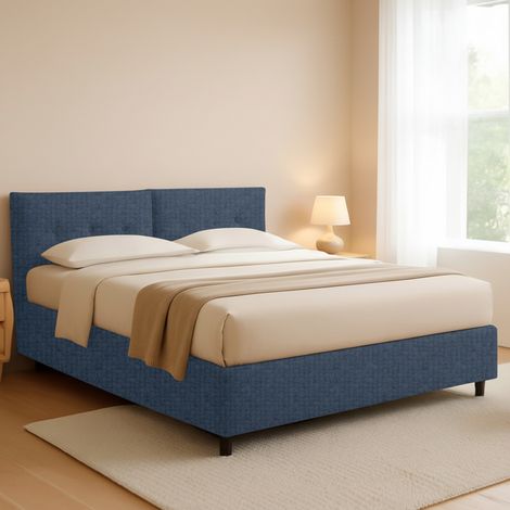 Letto Piazza e Mezza York, Sfoderabile, Contenitore Made in Italy, blu (1/5)