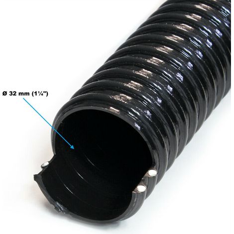 Tuyau d'aspiration 5 m spiralé diamètre 32 mm (1 1/4") noir tuyau d'aspiration koi bassin noir (1/2)