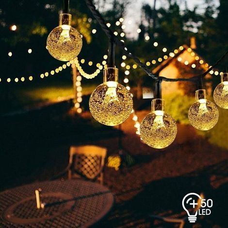 7 m lange weiße Solar-Bistro-Lichterkette mit 50 LEDs (1/5)