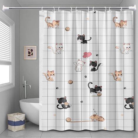 Cortina de ducha para baño, Impermeable, No requiere taladrar, Cortina divisoria, Cortina de baño, Cortina de ducha, 180 x 180 cm (1/4)