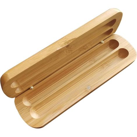 à crayons en bambou avec deux emplacements pour stylos anti