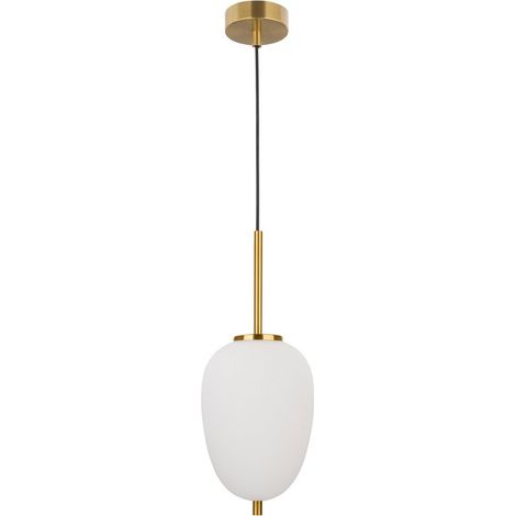Merano Cornwall 15.8cm Globe Pendentif Plafonnier Verre Opale Laiton Antique Métal Noir Tissu Fil LED E14