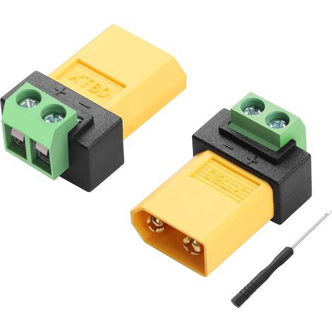 Lot de 2 adaptateurs XT60 vers bornes à vis, XT60 mâle vers 2 broches sans soudure pour batterie RC (1/5)