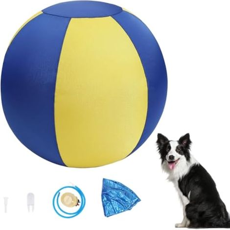 Ballon Gonflable Géant pour Chien 45cm, Ballon d'entraînement Gonflable Robuste de Double Couche Oxford + PVC, avec Fermeture Éclair et Résistant à l'Abrasion, pour Jeu de Poursuite et Entraînement (1/5)