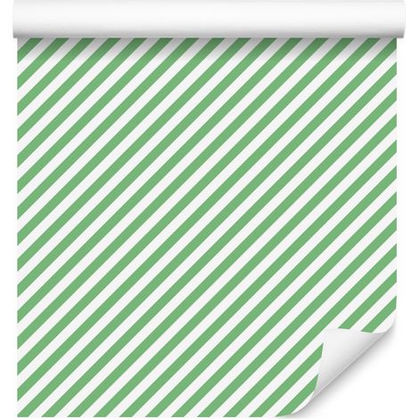 Gestreifte Tapete in Mintgrün, Weiß und Weiß für Wohn- und Schlafzimmer, 50 x 1000 cm (1/5)