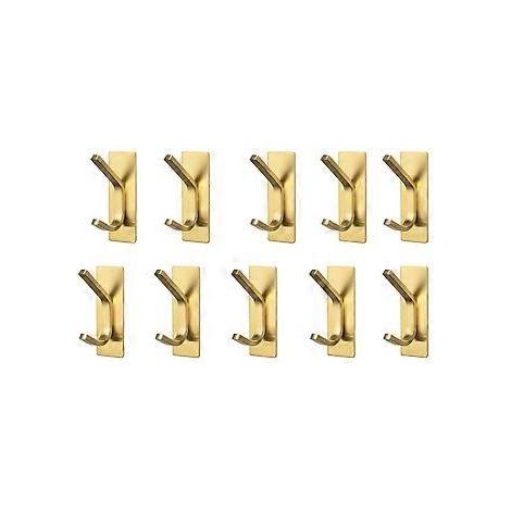 Goldene Klebehaken (10er-Pack) - Extra starke Klebehaken zum Aufhängen von Bademänteln/Mänteln, Handtüchern, Hüten und Handtaschen in Bad/Küche