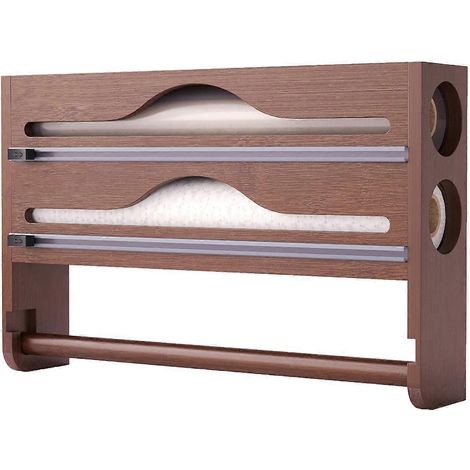 Feuille et plastique film organisateur bambou feuille aluminium distributeur porte essuie tout cuisine organisation C (1/5)