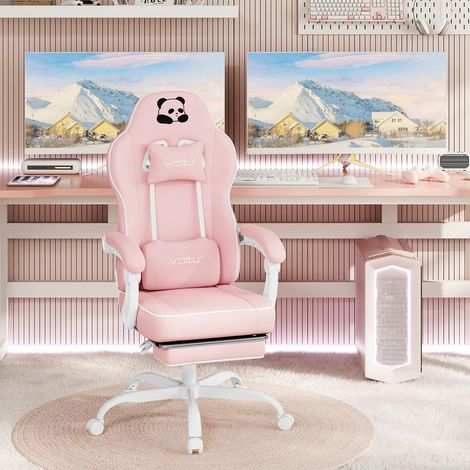 WOLTU Racing Style Gaming Chair with Reclining Function Footrest Pink